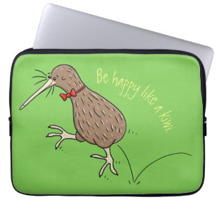 Happy Jumping Kiwi mit Bug-Krawatte Cartoon Design Laptopschutzhülle