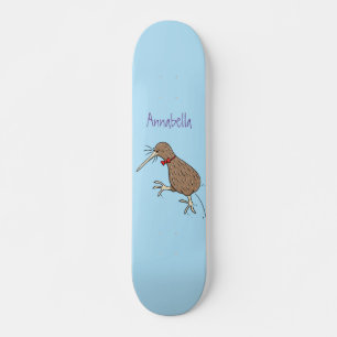 Happy Jumping Kiwi mit Bug-Krawatte Cartoon Design Skateboard