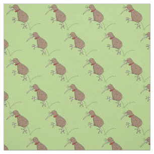 Happy Jumping Kiwi mit Bug-Krawatte Cartoon Design Stoff