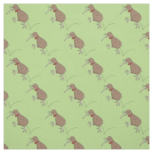 Happy Jumping Kiwi mit Bug-Krawatte Cartoon Design Stoff (Muster)