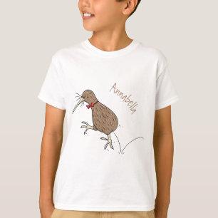 Happy Jumping Kiwi mit Bug-Krawatte Cartoon Design T-Shirt