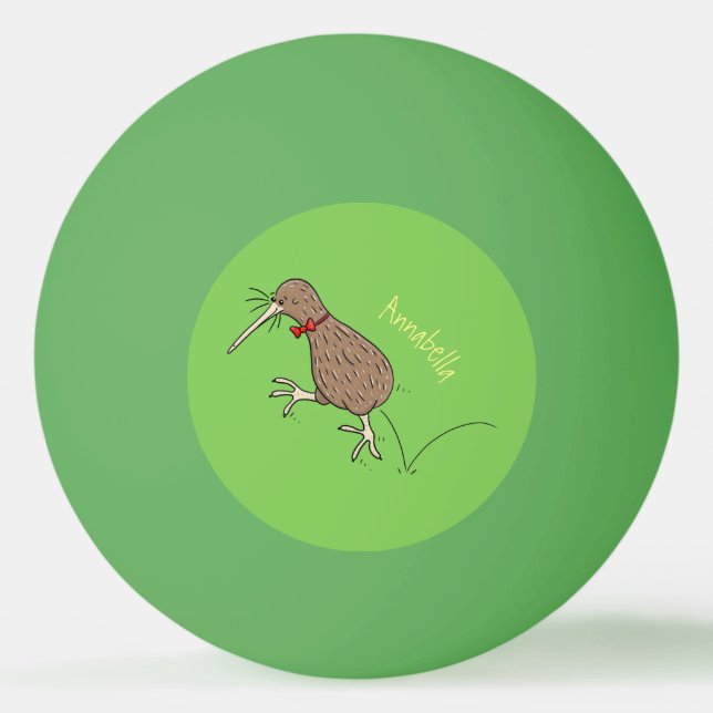 Happy Jumping Kiwi mit Bug-Krawatte Cartoon Design Tischtennisball (Vorderseite)