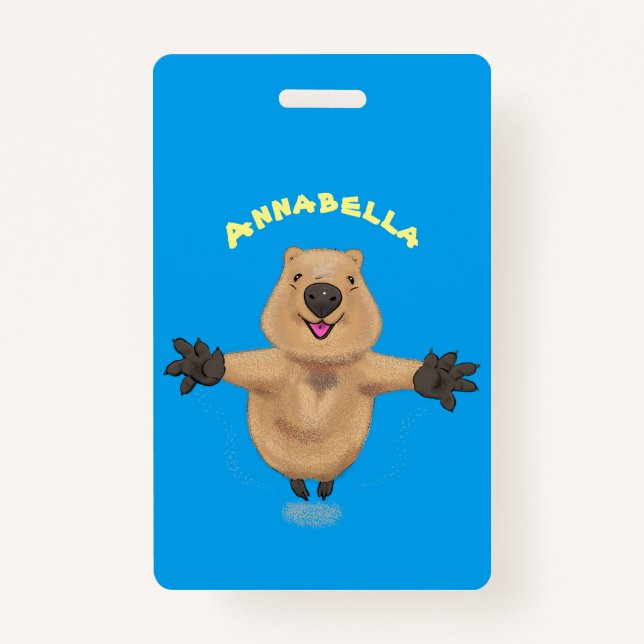 Happy Jumping Quokka Cartoon Design Ausweis (Vorderseite)