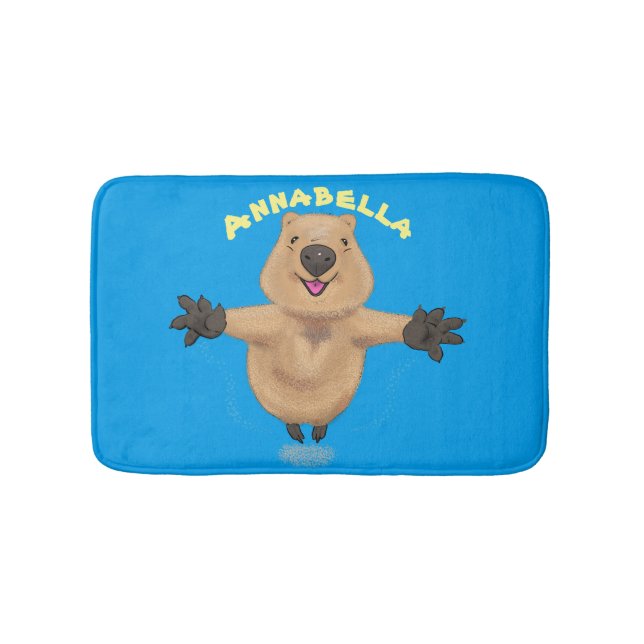 Happy Jumping Quokka Cartoon Design Badematte (Vorderseite)