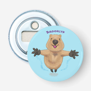 Happy Jumping Quokka Cartoon Design Flaschenöffner