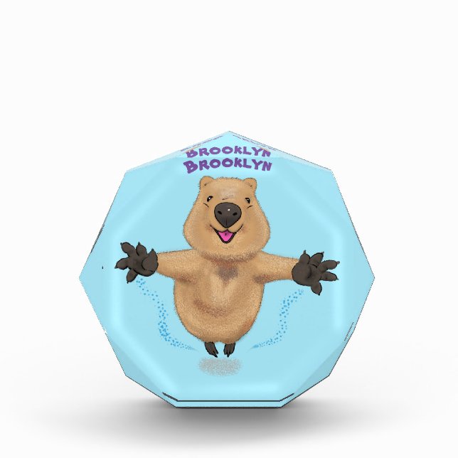 Happy Jumping Quokka Cartoon Design Fotoblock (Vorderseite)