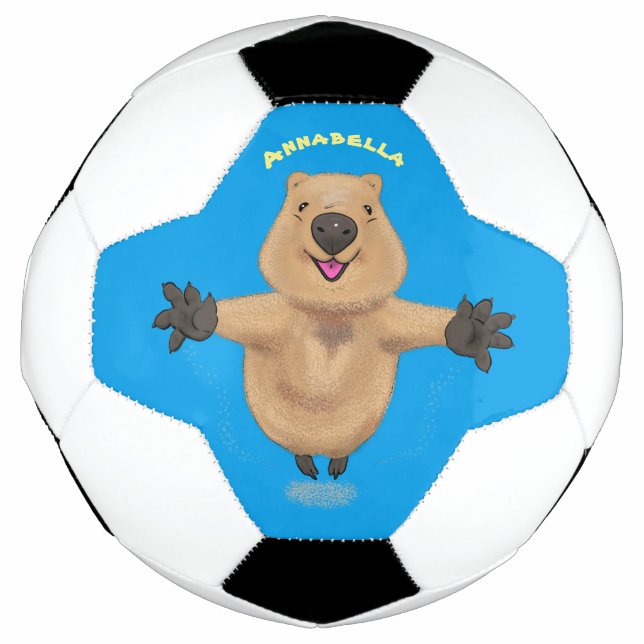 Happy Jumping Quokka Cartoon Design Fußball (Vorderseite)