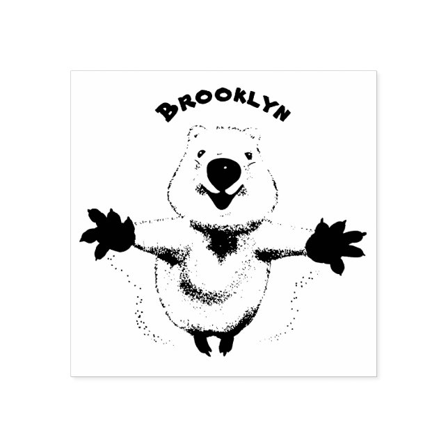 Happy Jumping Quokka Cartoon Design Gummistempel (Prägung)