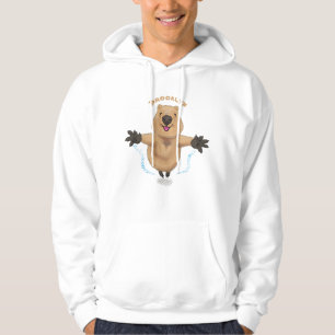 Happy Jumping Quokka Cartoon Design Hoodie