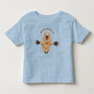 Happy Jumping Quokka Cartoon Design Kleinkind T-shirt