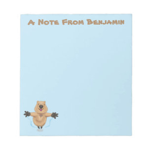 Happy Jumping Quokka Cartoon Design Notizblock