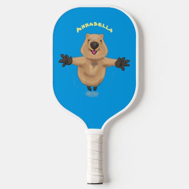 Happy Jumping Quokka Cartoon Design Pickleball Schläger (Vorderseite)