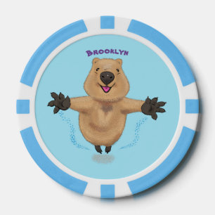 Happy Jumping Quokka Cartoon Design Pokerchips