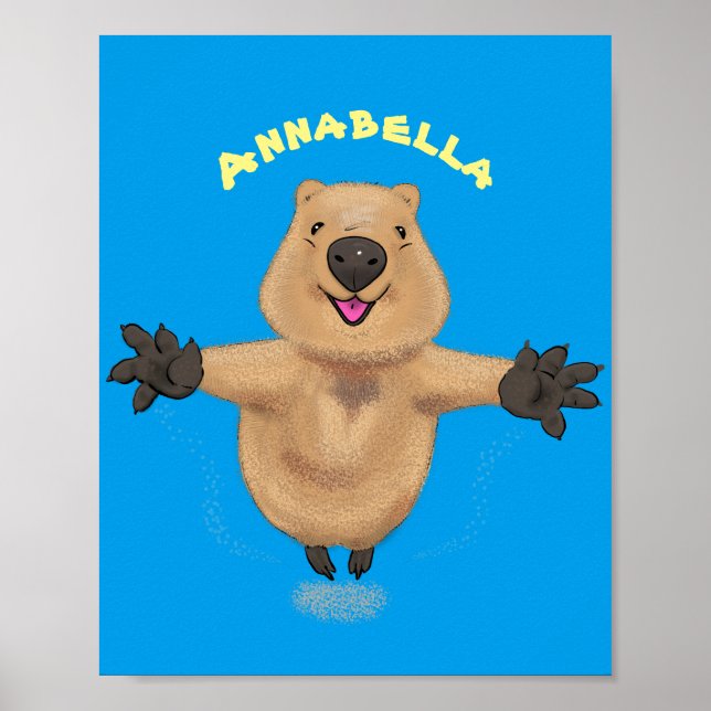 Happy jumping quokka cartoon design poster (Vorne)