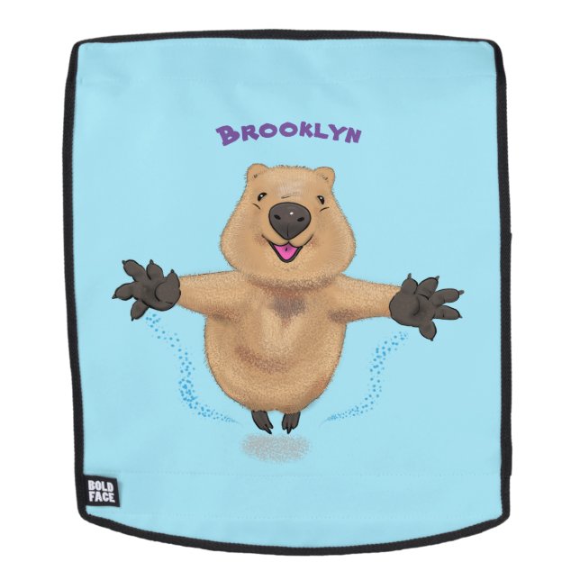 Happy Jumping Quokka Cartoon Design Rucksack (Abnehmbare Front)
