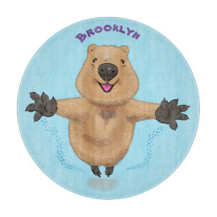 Happy Jumping Quokka Cartoon Design Schneidebrett
