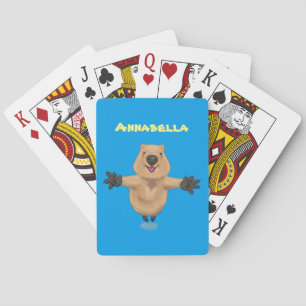Happy Jumping Quokka Cartoon Design Spielkarten