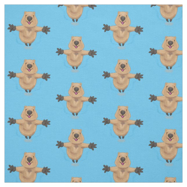 Happy Jumping Quokka Cartoon Design Stoff (Muster)
