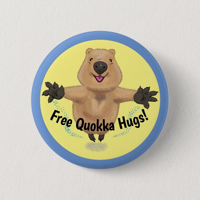 Happy Jumping Quokka-Cartoon-Taste Button (Vorderseite)
