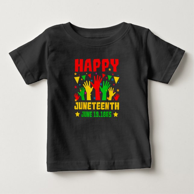 Happy Juneteenth Black Red Green Yellow Hands Baby T-shirt (Vorderseite)