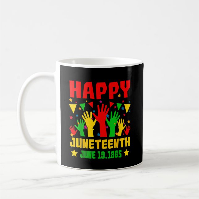Happy Juneteenth Black Red Green Yellow Hands Kaffeetasse (Links)