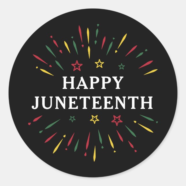 Happy Juneteenth feiert Schwarze Unabhängigkeit Runder Aufkleber (Vorderseite)