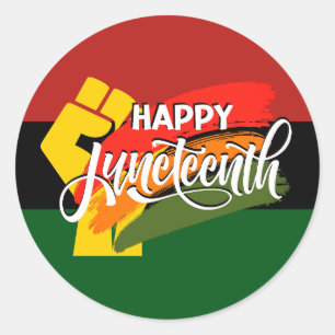 HAPPY JUNETEENTH Pan African Runder Aufkleber