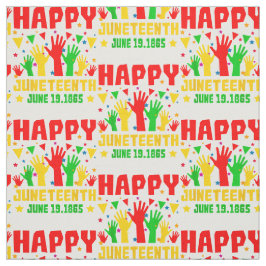 Happy Juneteenth Red Green Yellow Hands  Stoff