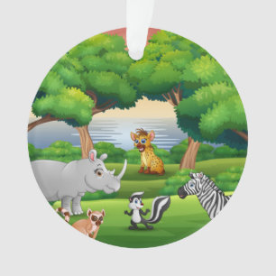 Happy Jungle Tiere in einer Landschaft Ornament