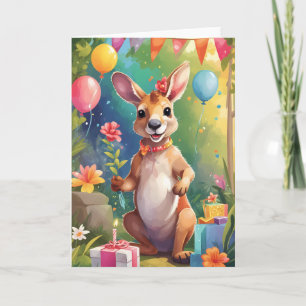 Happy Känguru lächeln und feiern   Karte