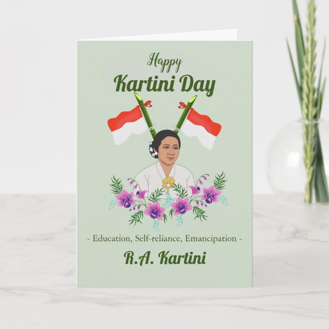 Happy Kartini Day Frauen Indonesischer Held Karte (Vorderseite)