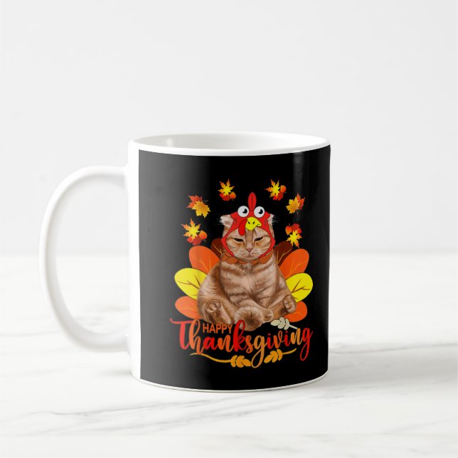 Happy Katsgiving Erntedank Katzen Türkei Pilgrim Kaffeetasse (Links)