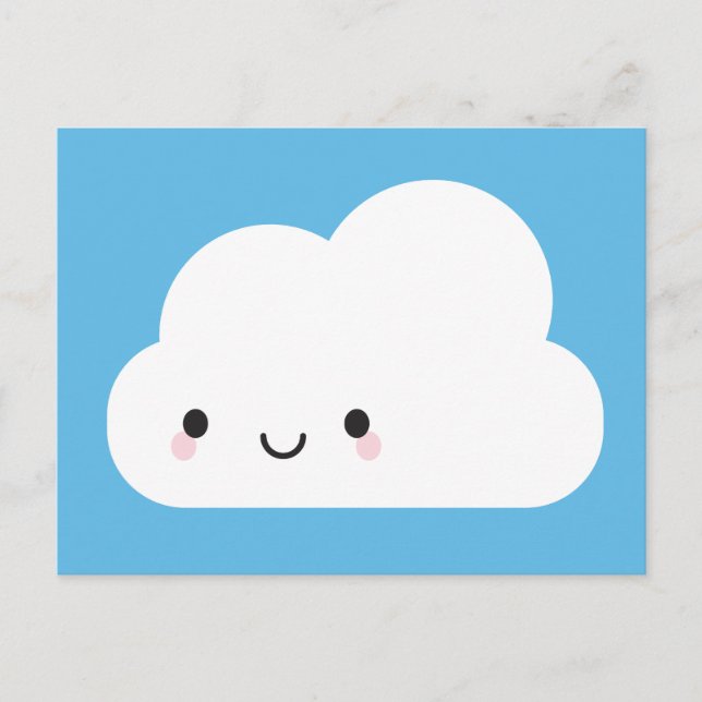 Happy Kawaii Cloud Postkarte (Vorderseite)
