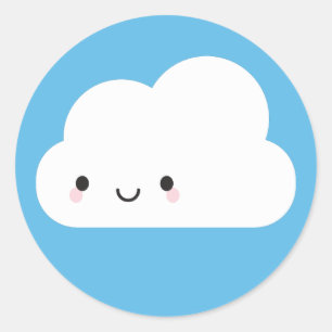Happy Kawaii Cloud Runder Aufkleber