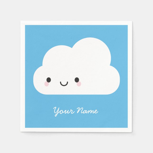 Happy Kawaii Cloud Serviette (Vorderseite)