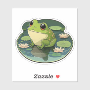 Happy Kawaii Frog auf einem Lily Pad Sticker