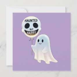 Happy Kawaii Ghost with Skull Balloon Einladung