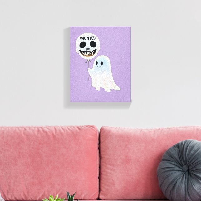 Happy Kawaii Ghost with Skull Balloon Leinwanddruck (Insitu (Wohnzimmer))