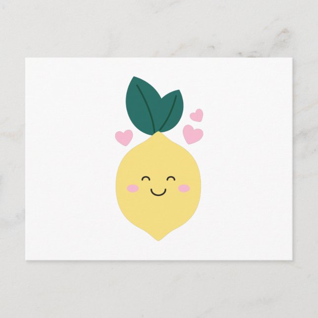 Happy Kawaii Lemon Postkarte (Vorderseite)