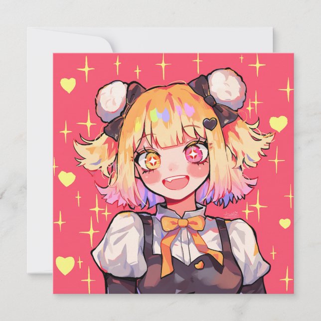 Happy Kawaii Party Theme Einladung (Vorderseite)