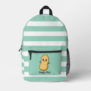 Happy Kawaii Peanut Cartoon - Niedliche Lächelnuss Bedruckter Rucksack