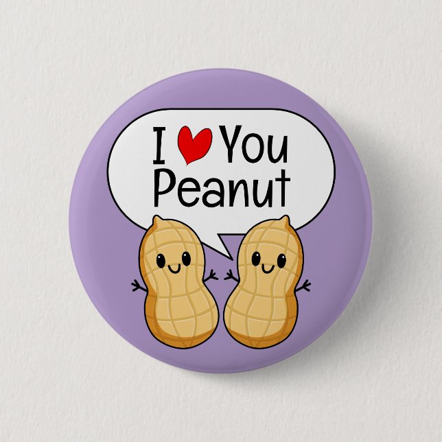 Happy Kawaii Peanut Cartoon - Niedliche Lächelnuss Button (Vorderseite)