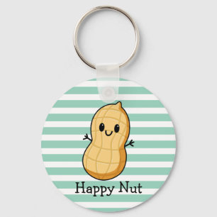 Happy Kawaii Peanut Cartoon - Niedliche Lächelnuss Schlüsselanhänger