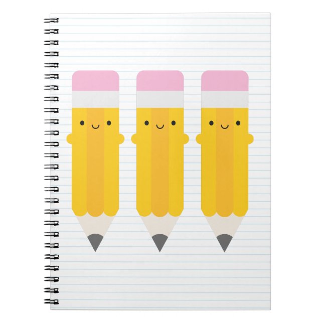 Happy Kawaii Pencils Notizblock (Vorderseite)