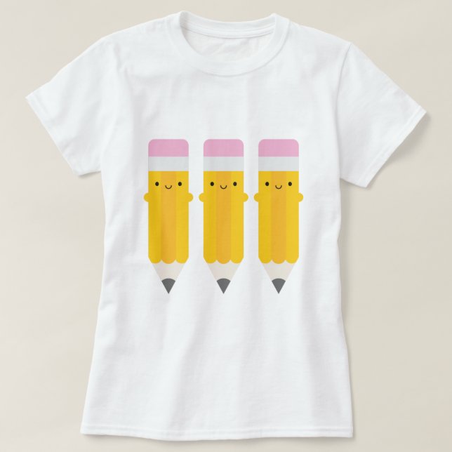 Happy Kawaii Pencils T-Shirt (Design vorne)