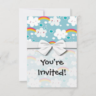 Happy kawaii Regenbogen und Wolken Himmelsmuster Einladung