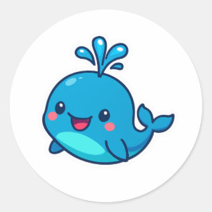 Happy Kawaii Whale Sticker - Niedlicher Ocean Frie