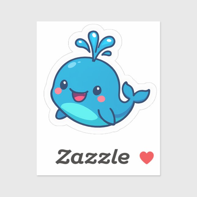 Happy Kawaii Whale Sticker - Niedlicher Ocean Frie (Blatt)