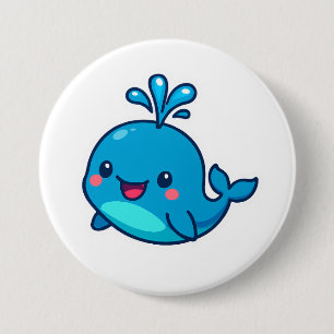 Happy Kawaii Whale Sticker - Niedlicher Ocean Frie Button