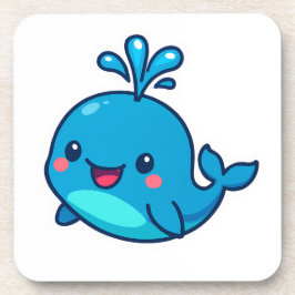 Happy Kawaii Whale Sticker - Niedlicher Ocean Frie Getränkeuntersetzer